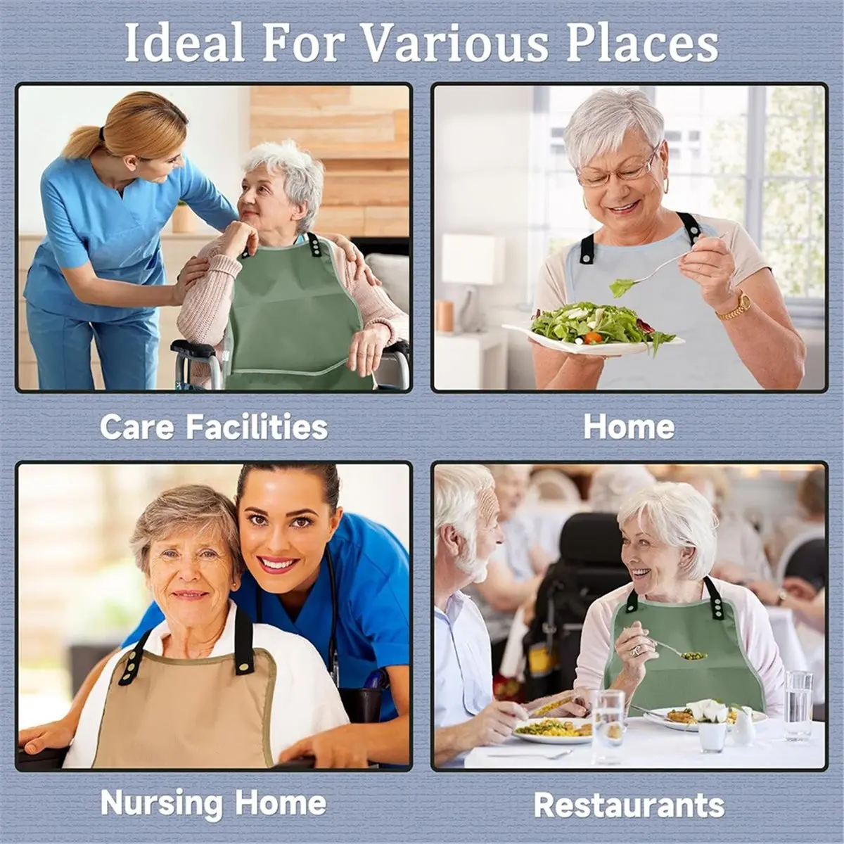 618 Mega Sale Adult Bibs 3-Pack: Washable Clothing Protectors with Upgraded Crumb Catcher for Seniors