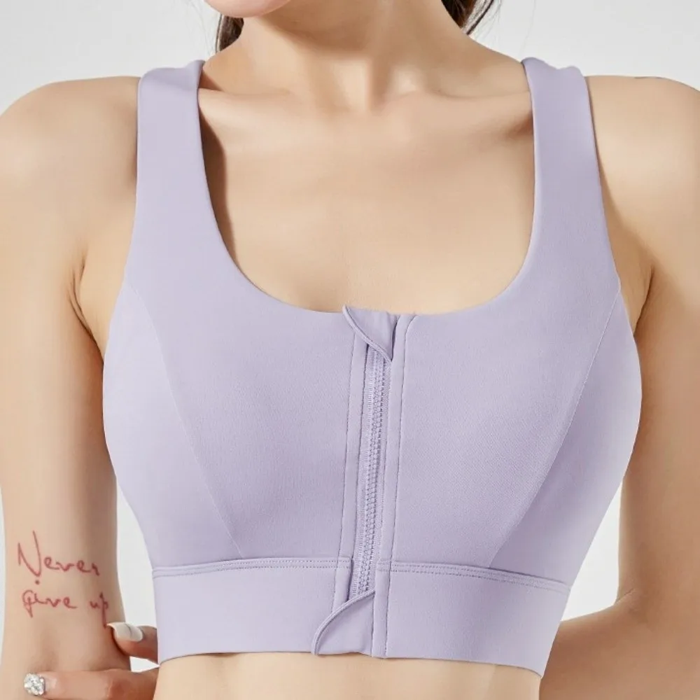 حمالة صدر رياضية بسحاب أمامي عالي التأثير، وسادة واحدة، ملابس داخلية لليوجا بقصة ضيقة، ملابس داخلية مضادة للترهل، حمالة صدر رياضية للياقة البدنية