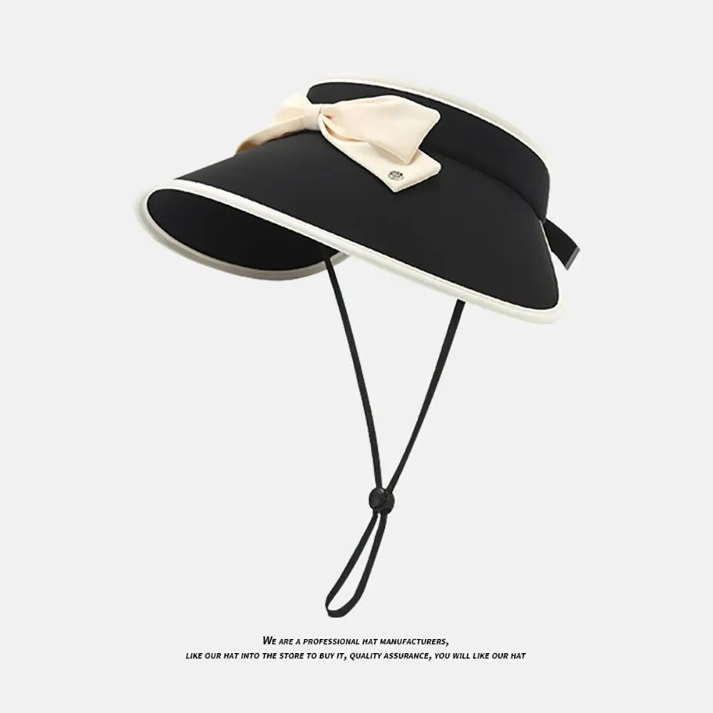 Wide Brim Sun Hat Summer Foldable Drawstring Bucket Hat Adjustable Ponytail Quick-drying Visors