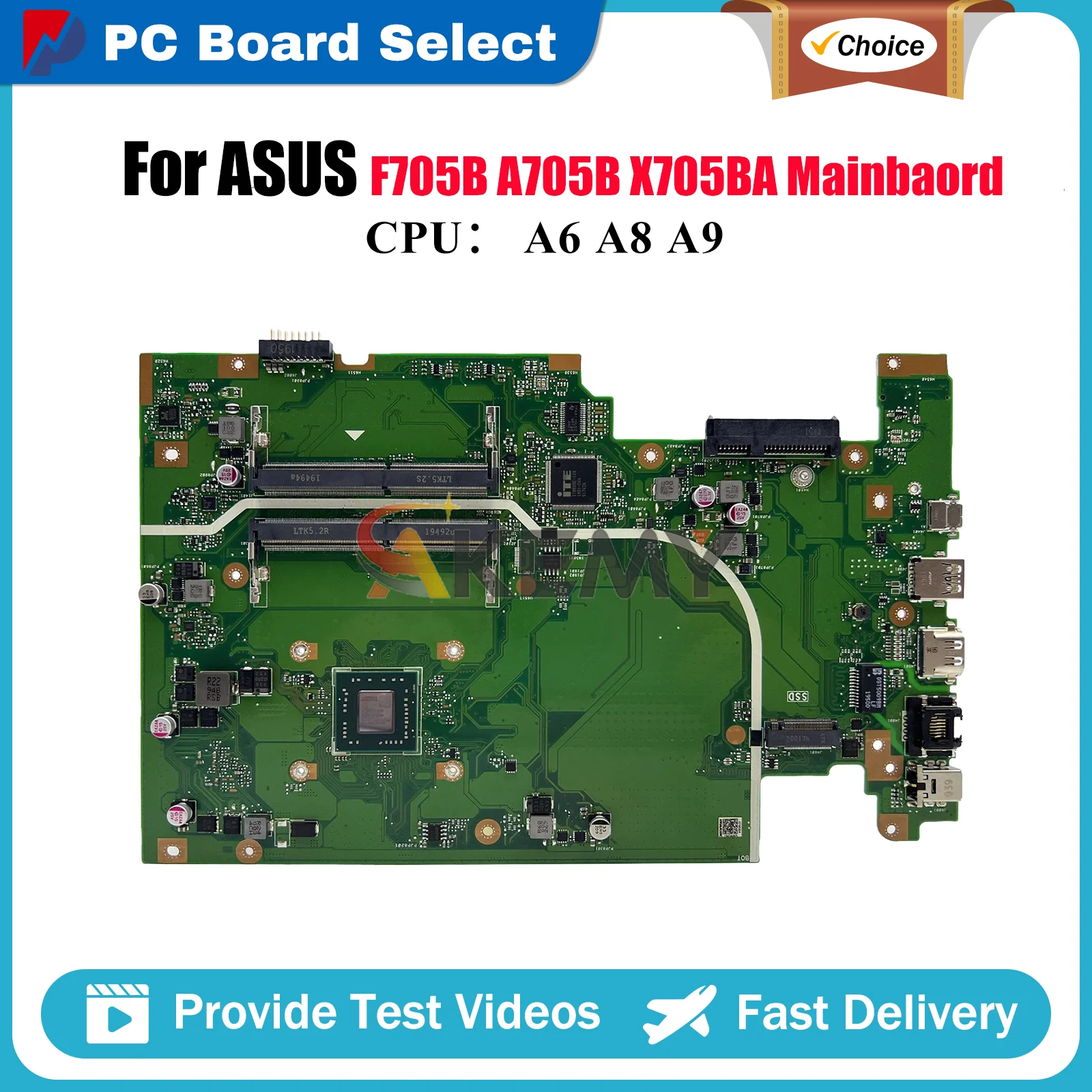 

X705BA Laptop Motherboard For ASUS VivoBook A705B X705BA X705B F705B Notebook Mainboard With A6 A8 A9 CPU tests OK fast shipping