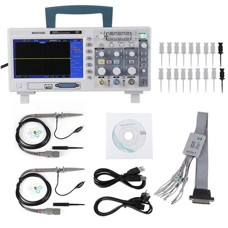 Hantek Mso5102d 100mhz Mixed Signal Oscilloscope 16 Channels Logic Analyzer 2 Channels Oscilloscope External Trigger