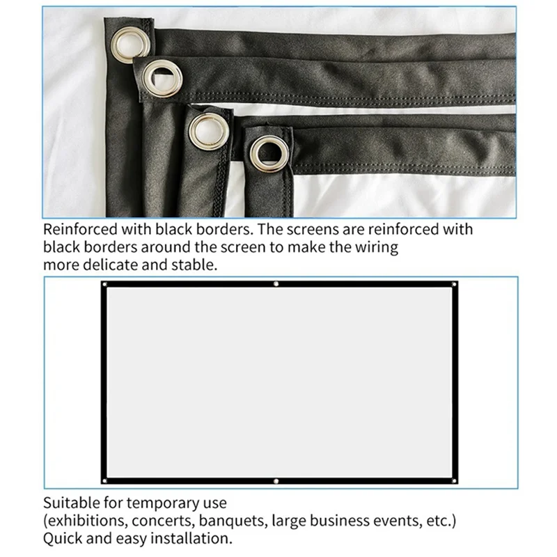 홈 시어터 야외용 HD 흰색 접이식 주름 방지(120인치)용 내구성 휴대용 프로젝터 스크린