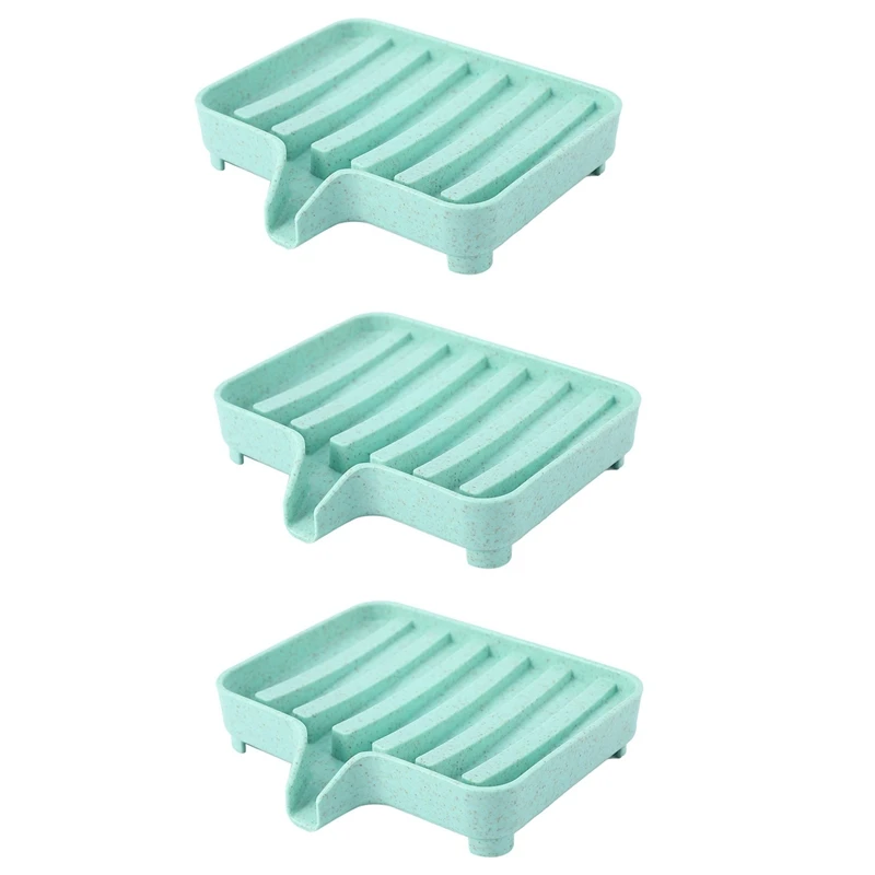 

Sponge Holder Storage Rack Drain Soap Box Tray Soapbox 3 Pcs Shower Soap Tray Tool Soap Dish Plate Holder Green