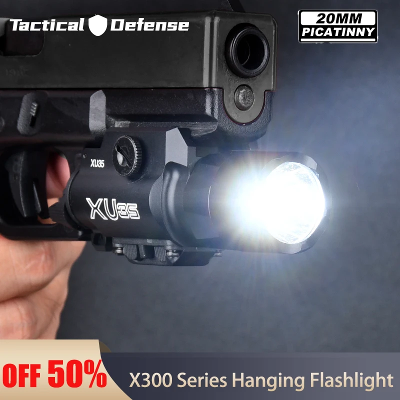 

WADSN Tactic X300 X300U Metal Hanging Pistol Flashlight Strobe LED Fit 20mm Rail Airsoft X300-B X300U-B XU35 Hunting Gun Light