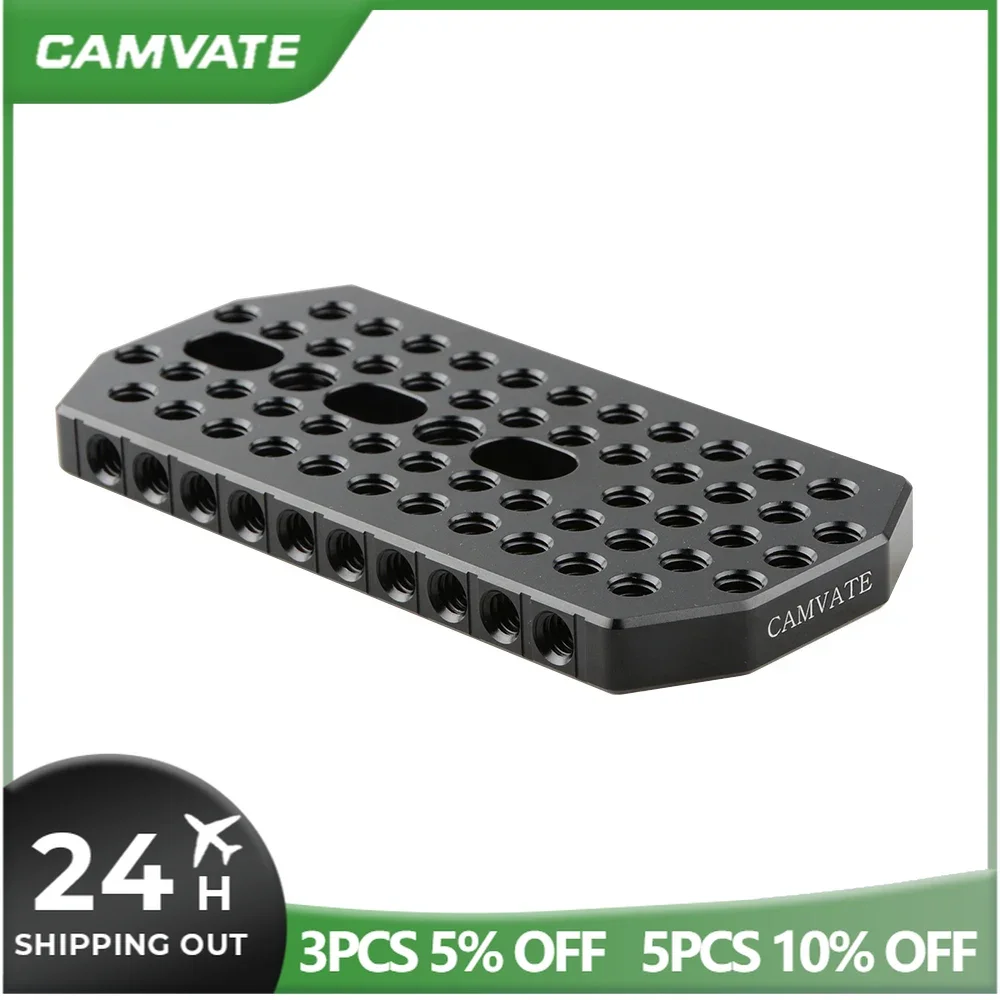 Placa de montagem superior da placa do queijo da câmera de camvate com 1/4-20 "& 3/8-16" furos rosqueados para o design blackmagic ursa mini câmeras