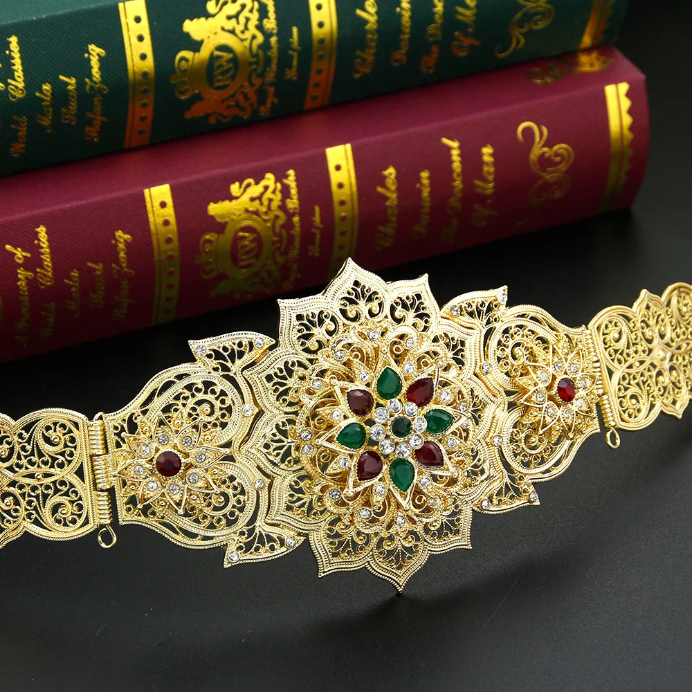 Gold Color Moroccan Belt Metal Waist Chain For Women Arabic Algeria Bride Wedding Jewelry