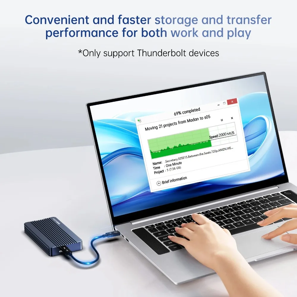 Imagem -02 - Acasis-estojo Externo Compatível com Thunderbolt tipo c Nvme M.2 Ssd Alumínio 40gbps Usb 4.0