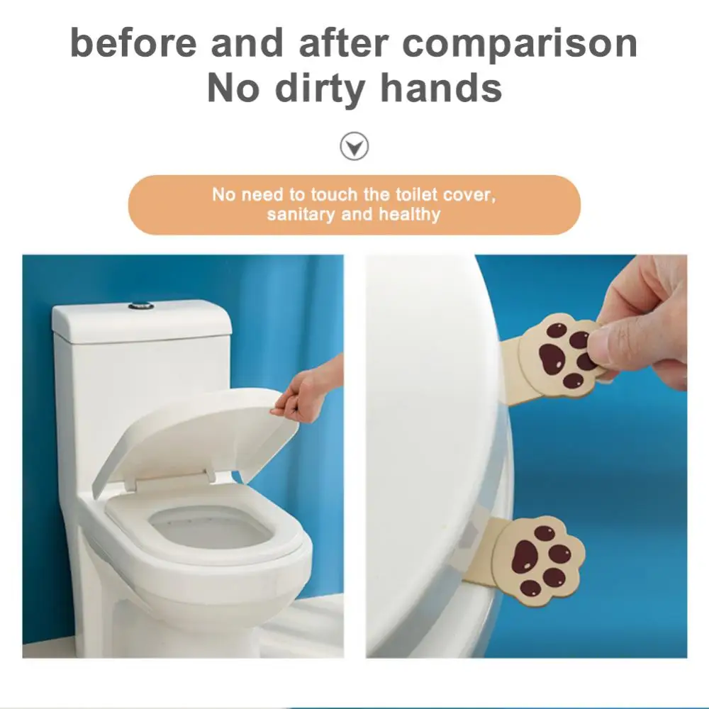 Cute Toilet Seat Lifter Cartoon Toilet Lid Lifter Creative Cat Claw Lid Lifter Flap Opener Isolate Bacterium Bathroom Home