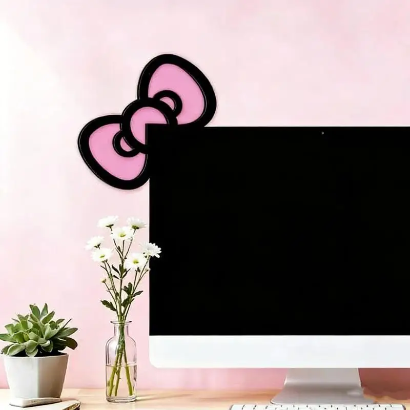 Fotografia 4: 【Acessórios de PC com Laço de Madeira Kawaii 2D, Decoração de Monitor Fofa para Setup de Jogos, Tela, Casa e Escritório】