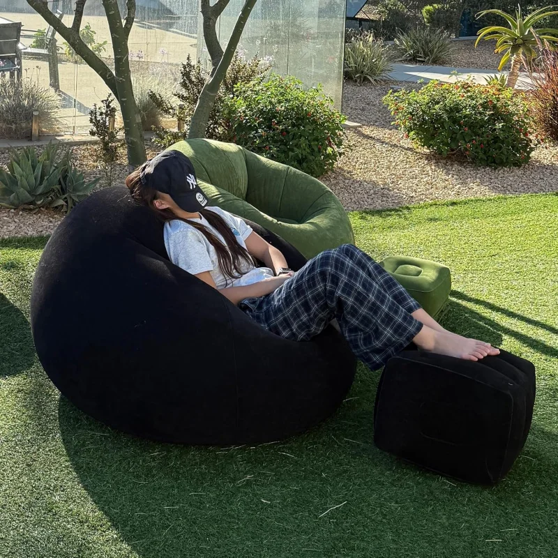 Portable Inflatable Round Air Sofa Soft Lazy Lounge Chair Indoor Outdoor Camping Relax Seat