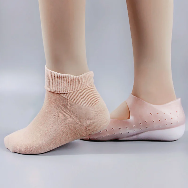 1 Pair Invisible Height Lift Heel Pad Sock Liners Increase Insole Silicone for Women Men Elastic Protection Heel Cushion Hidden