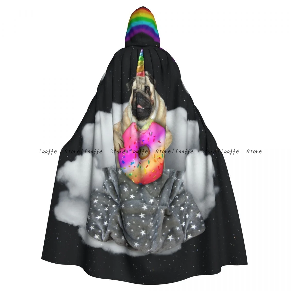 Dog Unicorn With Donut Witch Cloak Hooded Cosplay Costume Halloween Adult Long Party Cape