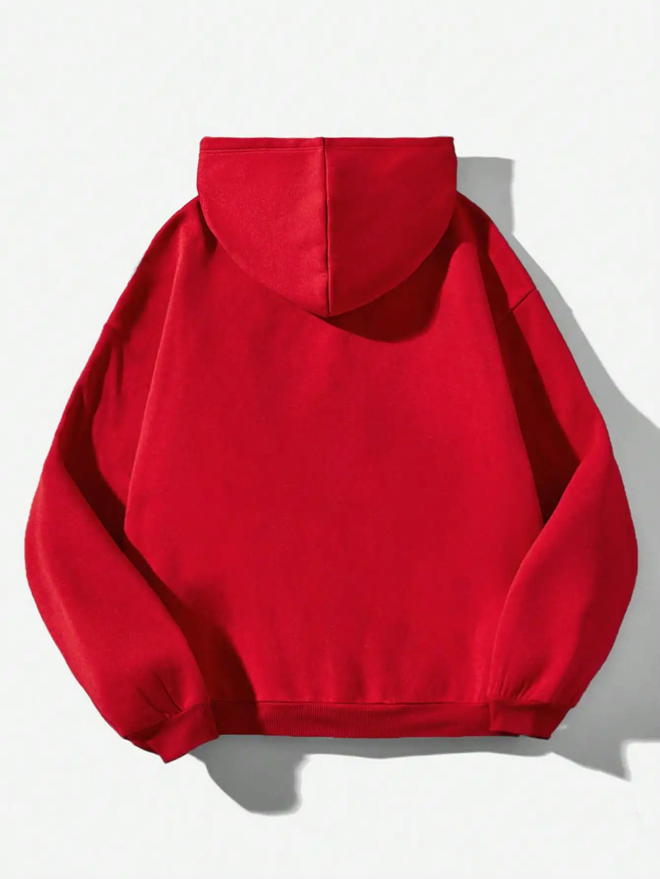 Moletom Feminino Oversized Vermelho Liso, Pulôver Casual de Manga Comprida Sem Cordão