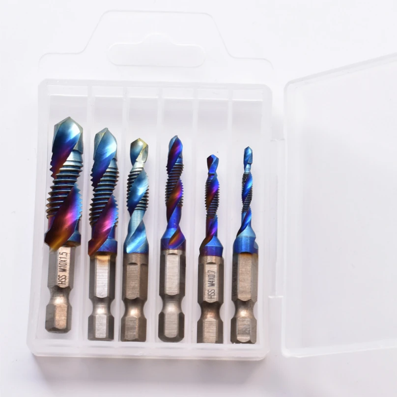 Hex Shank Titanium Plated HSS Screw Thread Metric Tap Drill Bits Screw Machine Compound Tap M3 M4 M5 M6 M8 M10 Hand Tools