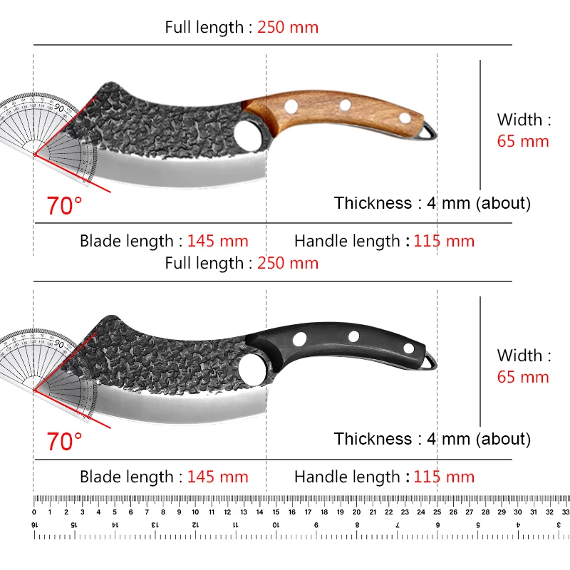 Stainless Steel Full-Tang Butcher Knife Forged Kitchen Chef Fillet Knife Slaughter Meat Cleaver Boning Fishing Cooking Knives