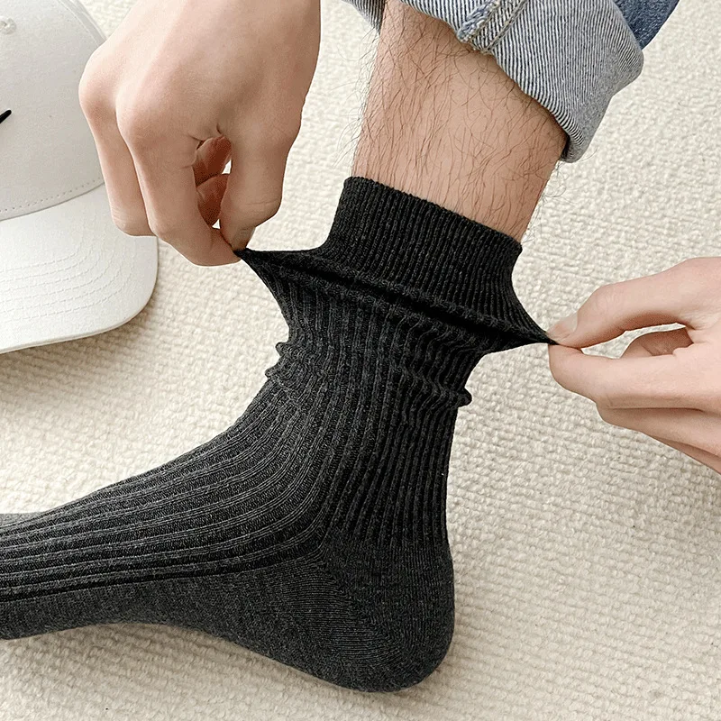 3 Paar Herren-Mid-Tube-Socken aus reiner Baumwolle im Frühjahr und Sommer mit einfarbigem, atmungsaktivem Sport geschäft