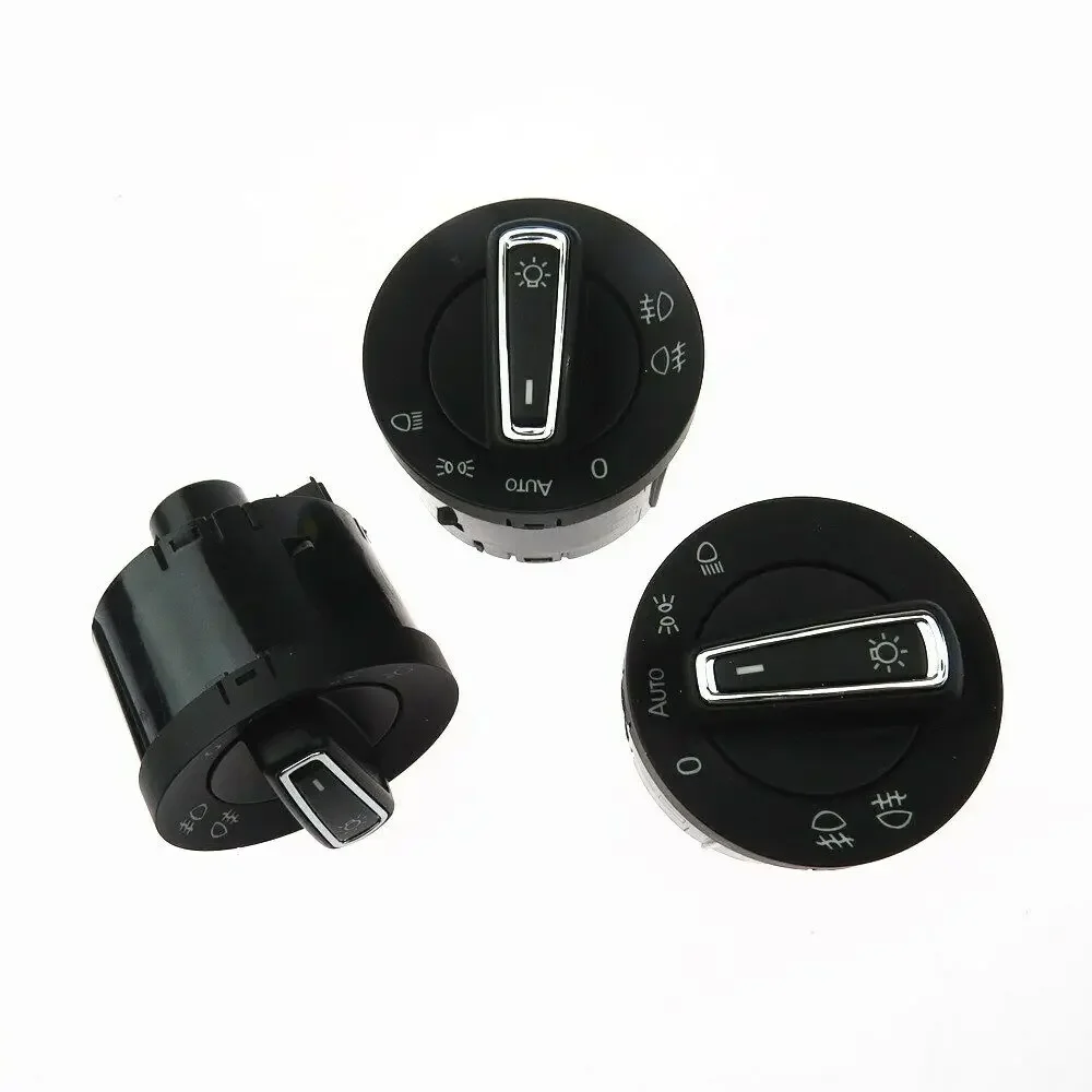 Qty 3 Chrome Auto Headlight Fog Light Switch Knob Control Black Plastic for VW Golf MK7 5GG941431D 5GG 941 431D 5GG 941 431 D