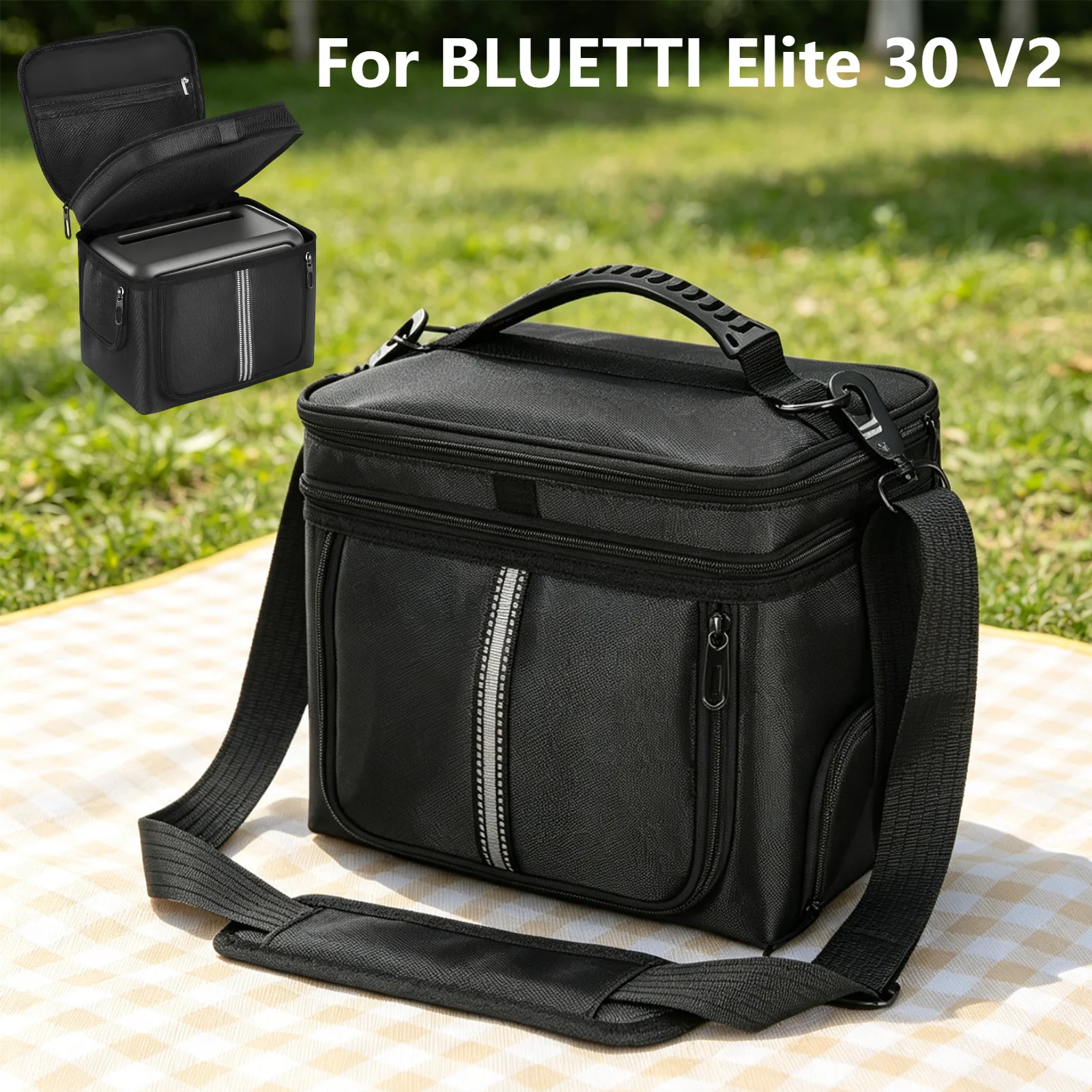 Portable Carrying Bag for BLUETTI Elite 30 V2 Power Station Storage Case with Multi-Pockets with Handles and Detachable Straps