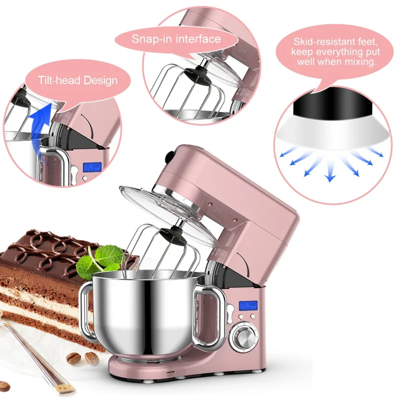 Stand Mixer Kitchen Baking Cake Food Dough Electric Egg Beater Accessories Robot Multifunction 1500W 5L