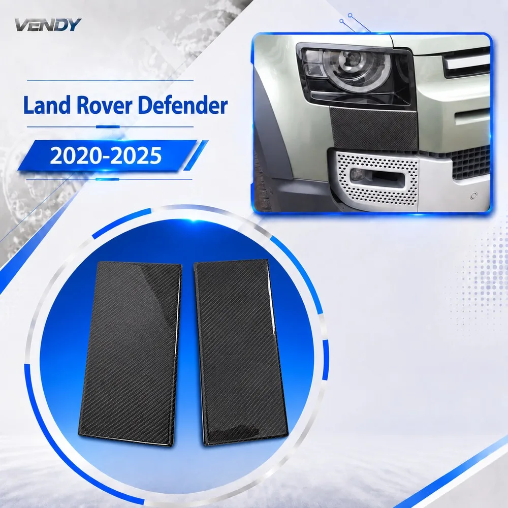 Real Carbon Fiber For Land Rover Defender 90 110 130 2020-2025 Headlight Lower Cover Decorative Plate Cover Trim Accessories
