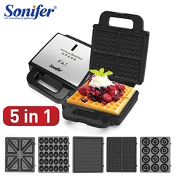 5 In 1 Waffles Maker Electric Sandwiches Machine Cooking Appliances Bread Machine Cake Breakfast Waffle Pot Baking Pan Sonifer3