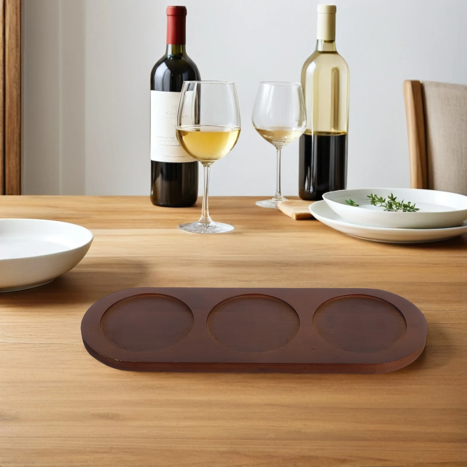 

1pc Wooden Holder Wine Cup Serving Tray Thickened Waterproof Anti-Corrosion Ktv Bar Supplies Storage Holder Creative