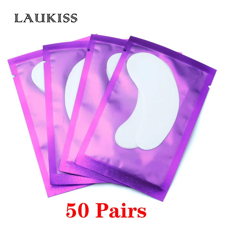 25/50/100 Paar Eye Patches Onder Wimper Pads Voor Building Papier Patches Roze Lint Gratis Stickers voor Valse Wimpers LAUKISS