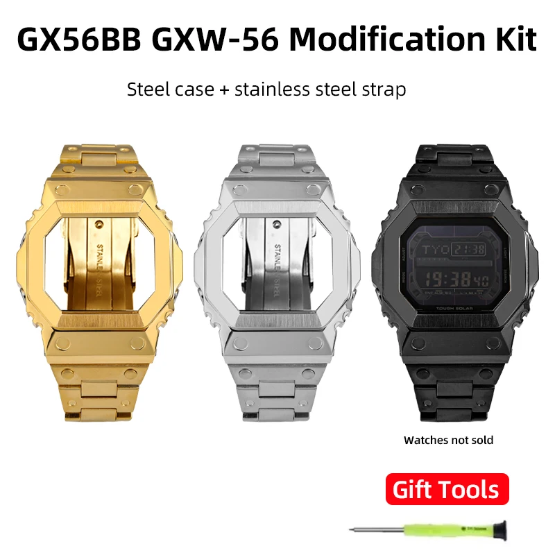 

GX56BB Mod Kit for Casio Giant G Large Square 3221 GX-56BB GXW-56 Modified Metal Steel Watch Bezel Strap Case Bracelet parts