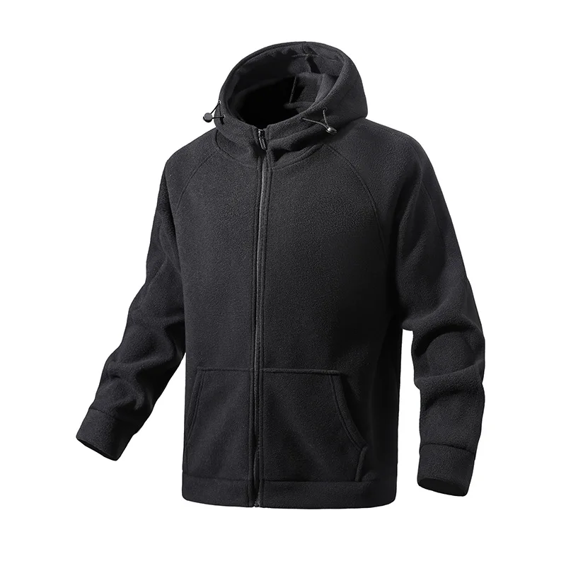 

Men's Hooded Cardigan Thickened Casual Jacket Fleece Zipper Pure Color Lightweight Rabbit Fur Blend Autumn Winter New Arrival