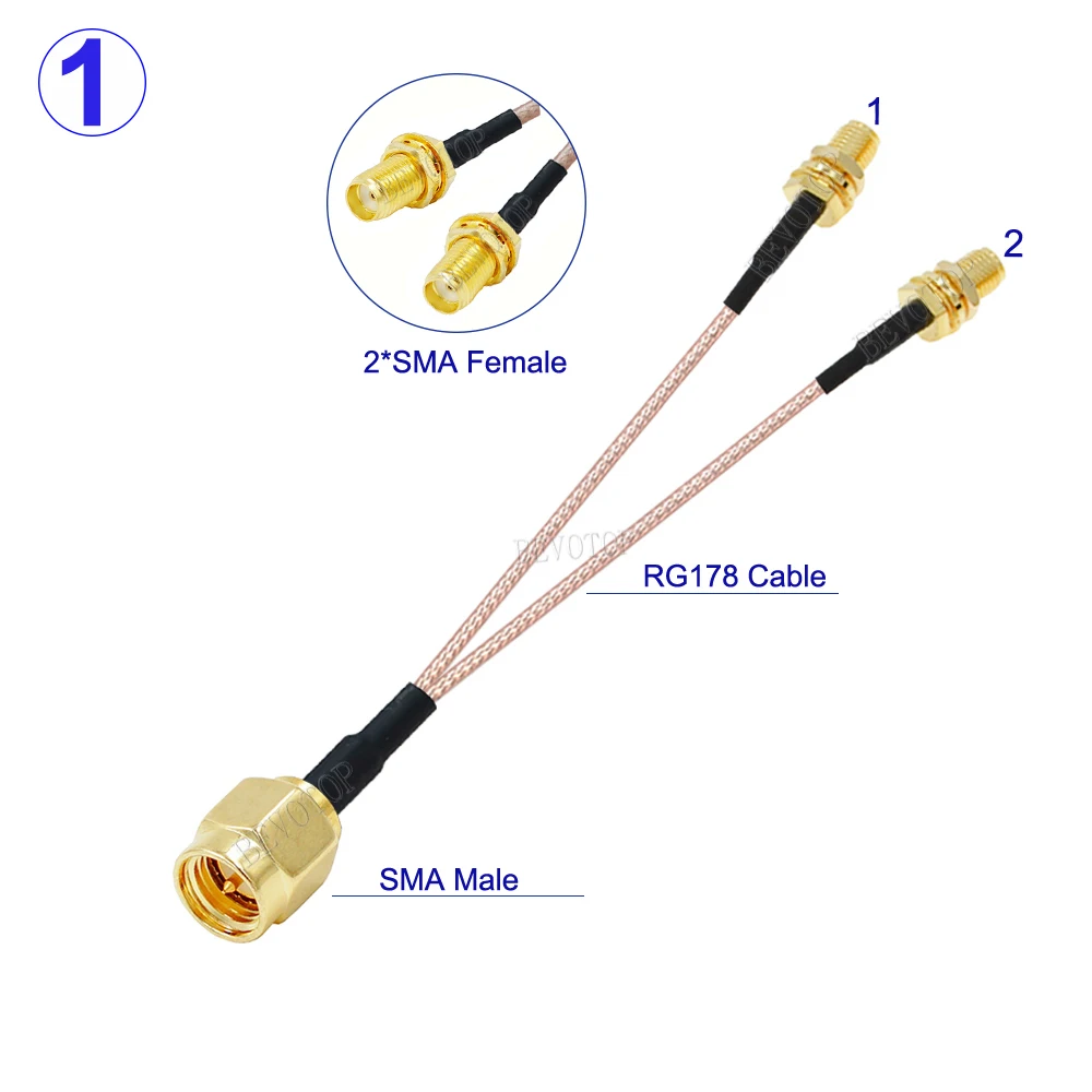 RG-178 SMA Male/SMA Female to 2*SMA Male/Female Y Type Splitter Combiner WIFI Antenna Extension Cable RF Coax Pigtail Jumper
