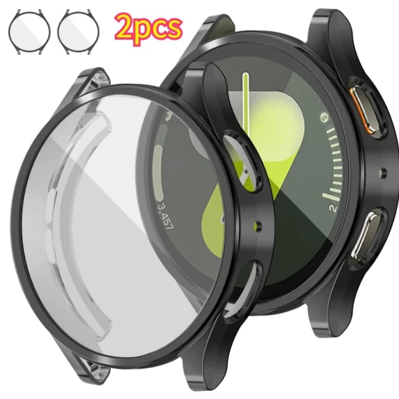 1–4 Stück Hülle für Samsung Galaxy Watch 7, 5, 6, 4, 40 mm, 44 mm, Schutz, TPU-Abdeckung, Abdeckung, Silikon-Stoßstange, Bildschirmschutz, Zubehör