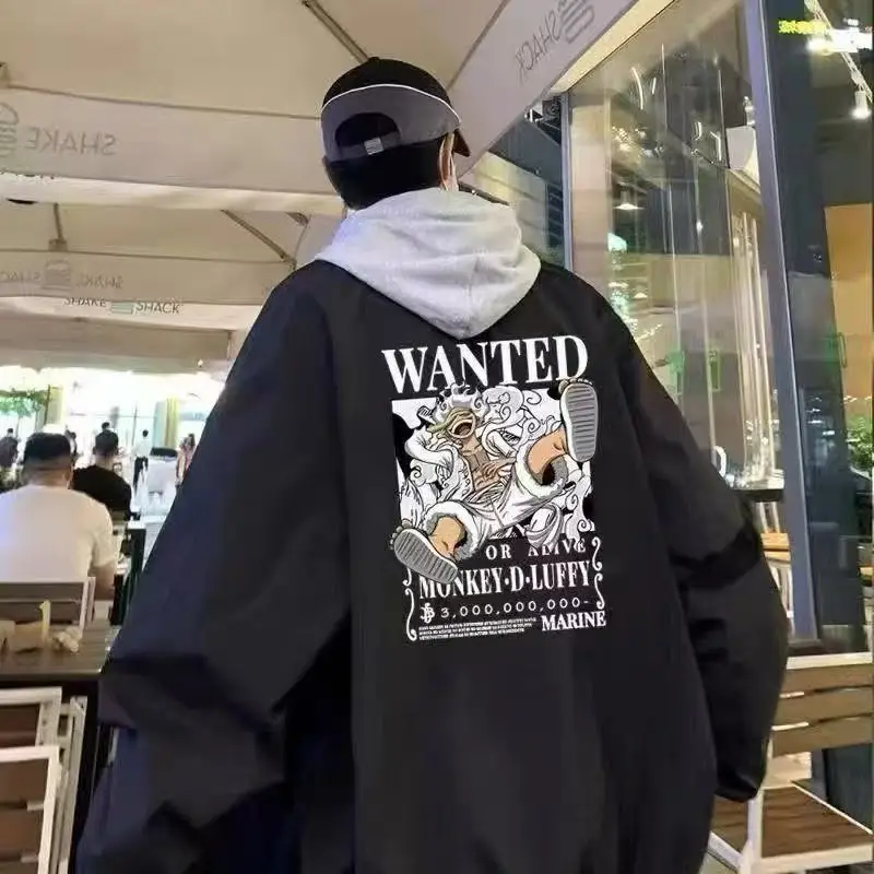 Anime ONE PIECE Luffy Jackets Boy Girl Windbreaker Coat Men Hip Hop Dancer Waterproof Zipper Baseball Coat Spring Autumn Outwear