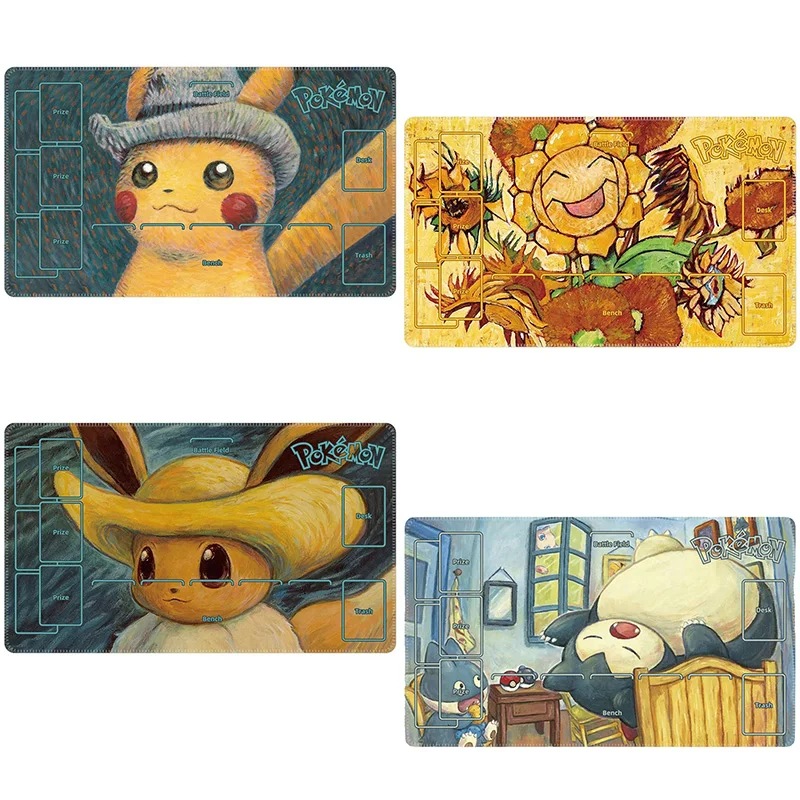 

60*35*0,2 см аниме Pokemon GAME PTCG специальный игровой коврик для карт Battle Against Oil Painting Series Коллекция Пикачу Подарочные игрушки