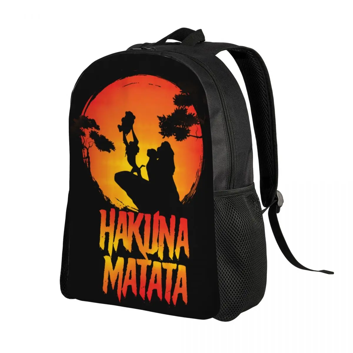 Custom Hakuna Matata Film Movie Lover Laptop Backpack Men Casual Bookbag for School Student The Lion King Sunsets Cartoon Bag