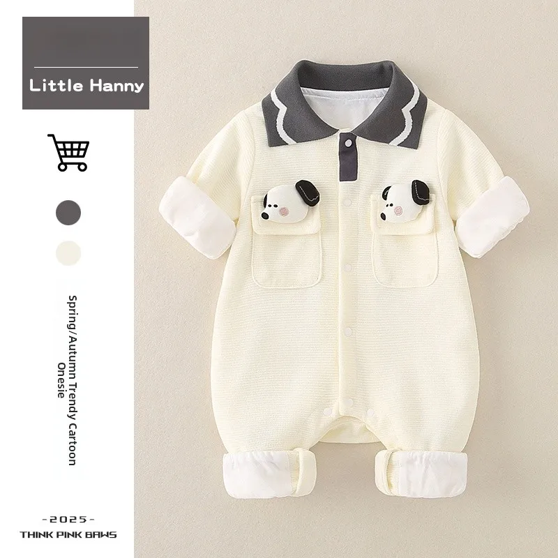 Primavera outono recém-nascido rer longo sve dupla camada bebê adere terno adorável roupa dos desenhos animados na moda princ sle dr