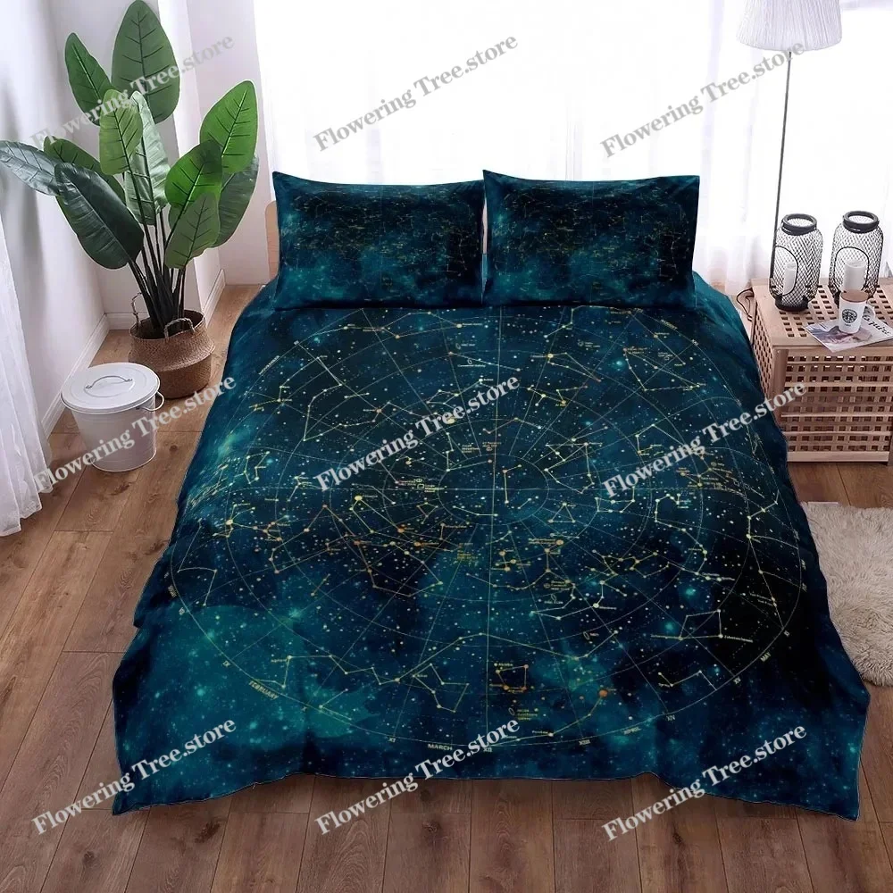 Celestial Constellation Bedding Set King Queen Double Full Twin Single Size Duvet Cover Pillow Case Bed Linen Set