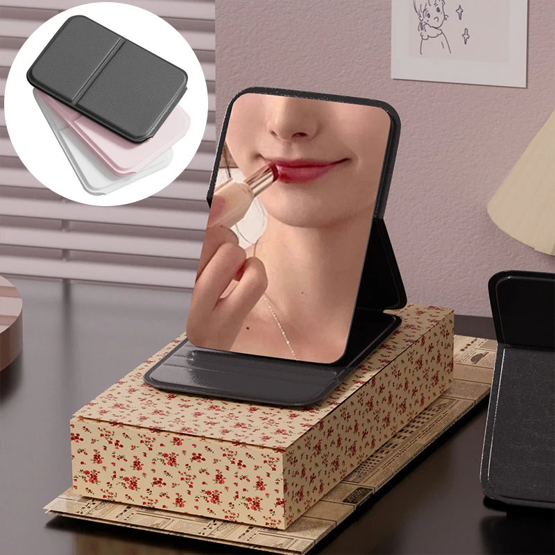 Hand-held Desktop Stand Mirror High Definition Folding Makeup Mirror Light Weight Easy To Carry Vanity Mirror Cosmetic Tools