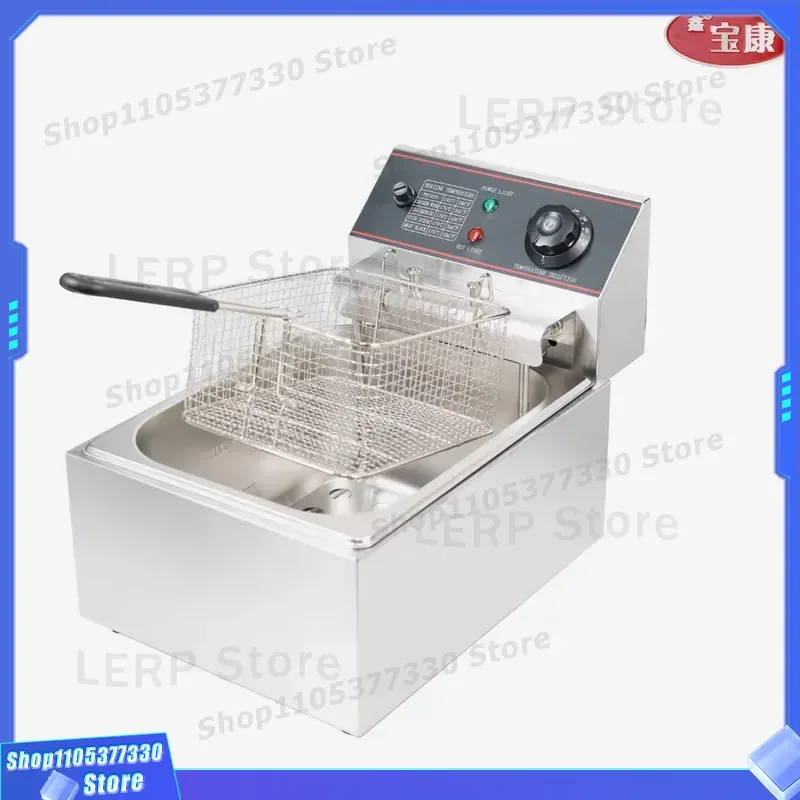 6L Commercial Electric Deep Fryer One Tank Stainless Steel Countertop Frying Machine for Restaurant Hotel Kitchen Equipment