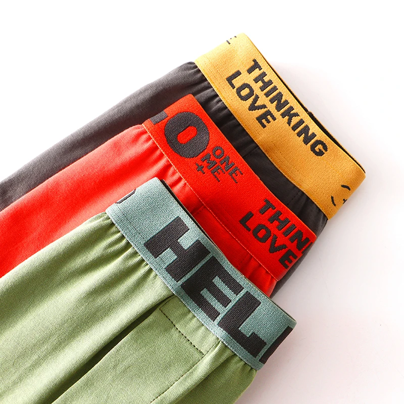 3-pack men's underwear men's boxers youth sports shorts breathable pure cotton loose boxer briefs personality men's  briefs