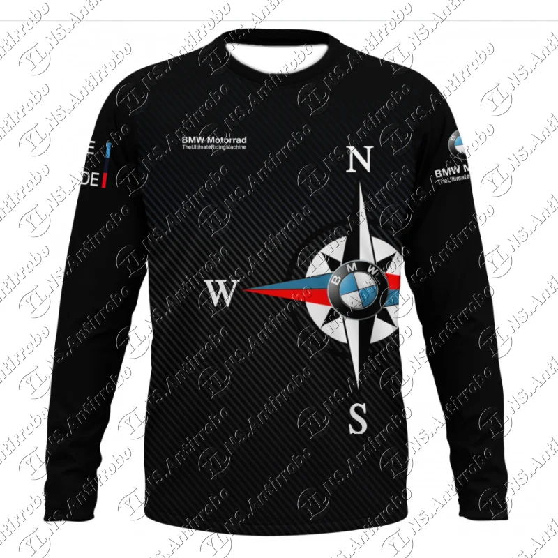 

BMW MOTO Racing Рубашка с длинным рукавом Летняя мужская и женская новая дышащая скоростная сушка Спортивный трикотаж с круглым вырезом Модный топ
