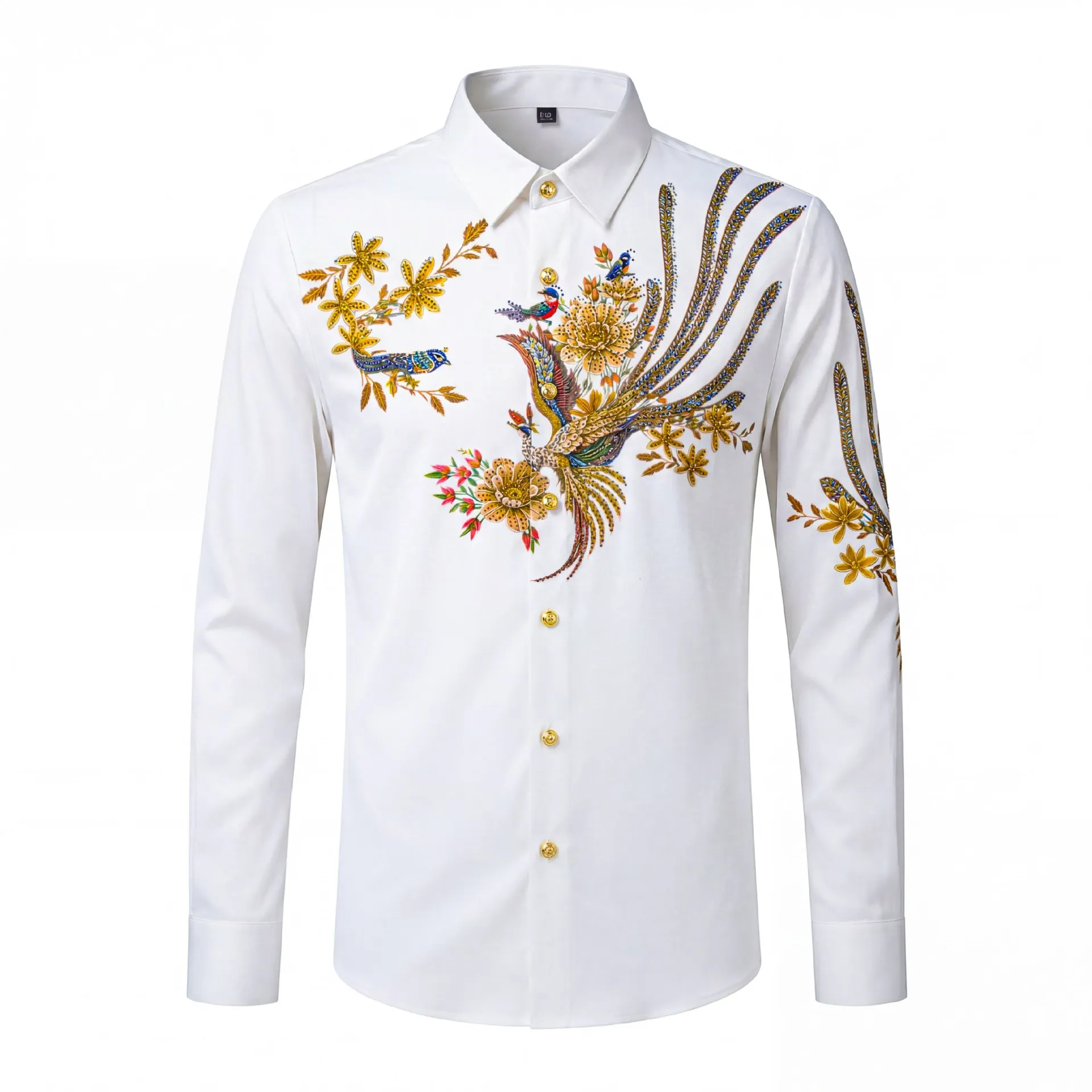 Chemise pour homme de style chinois avec strass, chemise de luxe décontractée pour affaires, chemise formelle pour banquets sociaux, spectacles sur scène, taille M-5XL