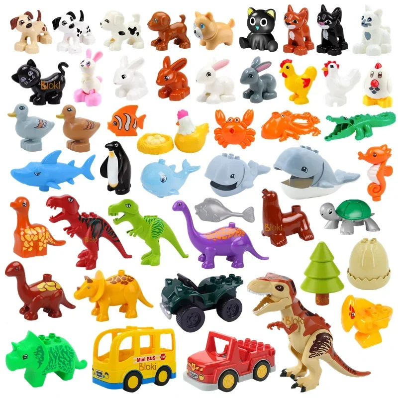 

Big Building Blocks Jurassic World Dinosaurs Rex Figures Marine Animals Compatible Large Bricks Educational Children Kids Toys