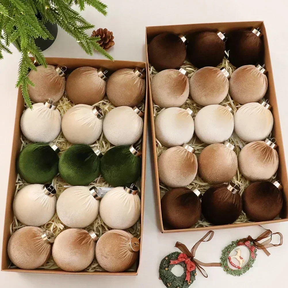 

15 шт., бархатный набор шариков для рождественской елки с небьющимся материалом и подвесными петлями для елочной гирлянды и венка