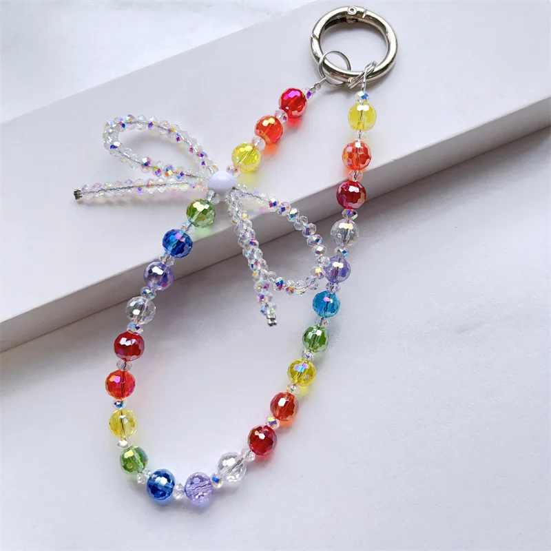 

New Fashion Irregular Crystal Beaded Phone Pendant Luxury Shiny Bowknot Universal Bag Chain Charm Women Jewelry Decoration