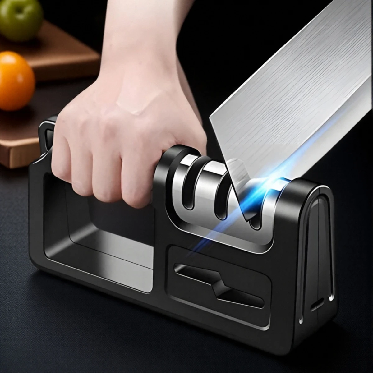 

4 in 1 Knife Sharpener Diamond Ceramic Tungsten Sharpening Tool for Kitchen Knives Essential Cooking Accessories