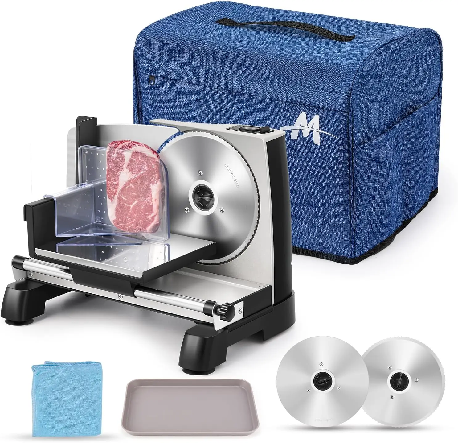 Electric 200W Meat Slicer 7.5 Blades 110v Adjustable Thickness 0 18mm Child Lock Protection Stainless Steel Deli Food Slice Meat
