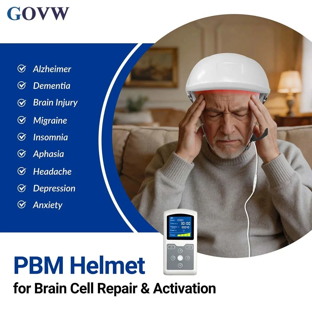 1070nm Near-Infrared Light Photobiomodulation Brain Stimulator Helmet for Neurological Disorders Dementia Parkinson's Disease