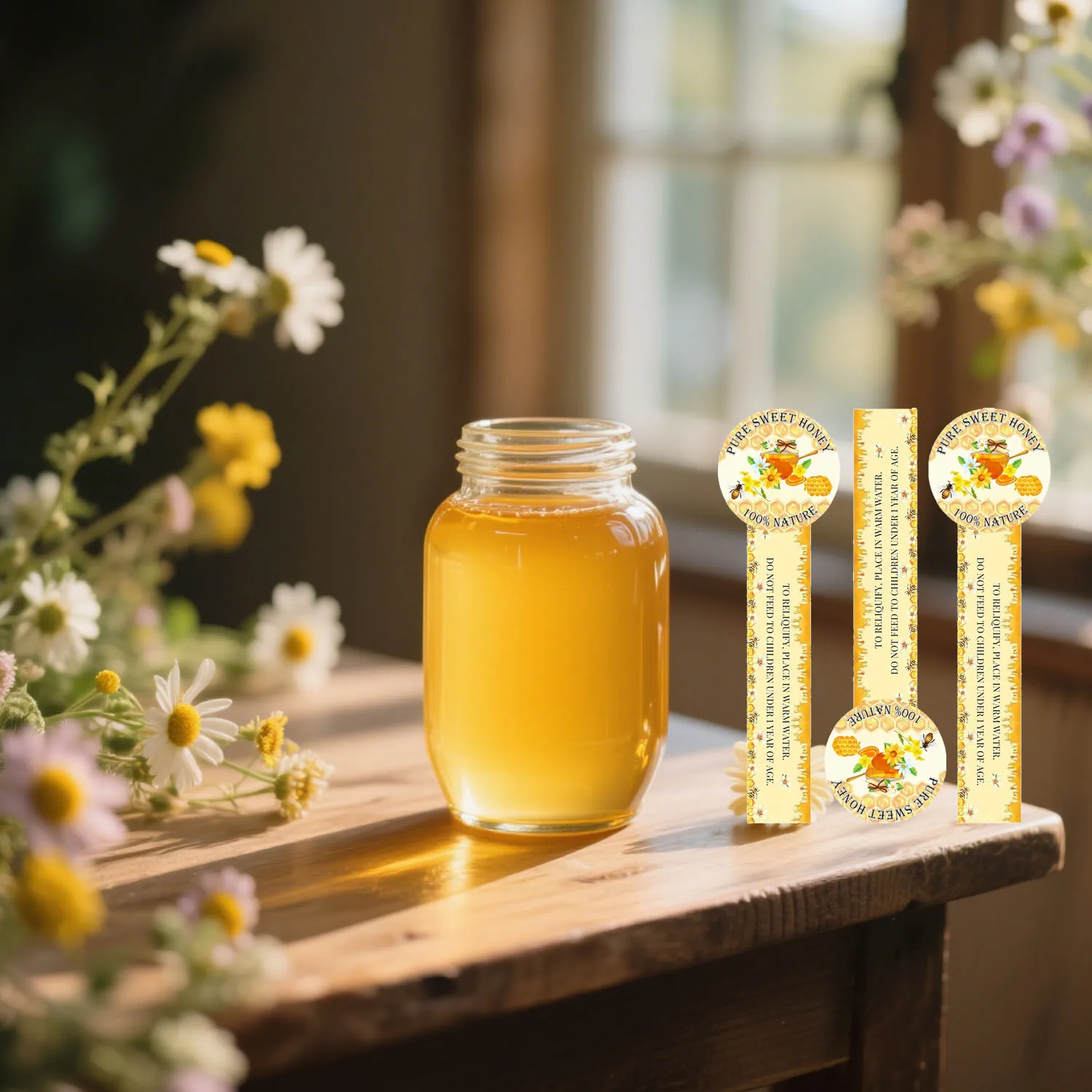 500Pcs Pure Honey Tamper Proof Stickers Safe Secure Tamper Evident Seals Stickers for Lids 1x3.5Inch Tamper Proof Sticker