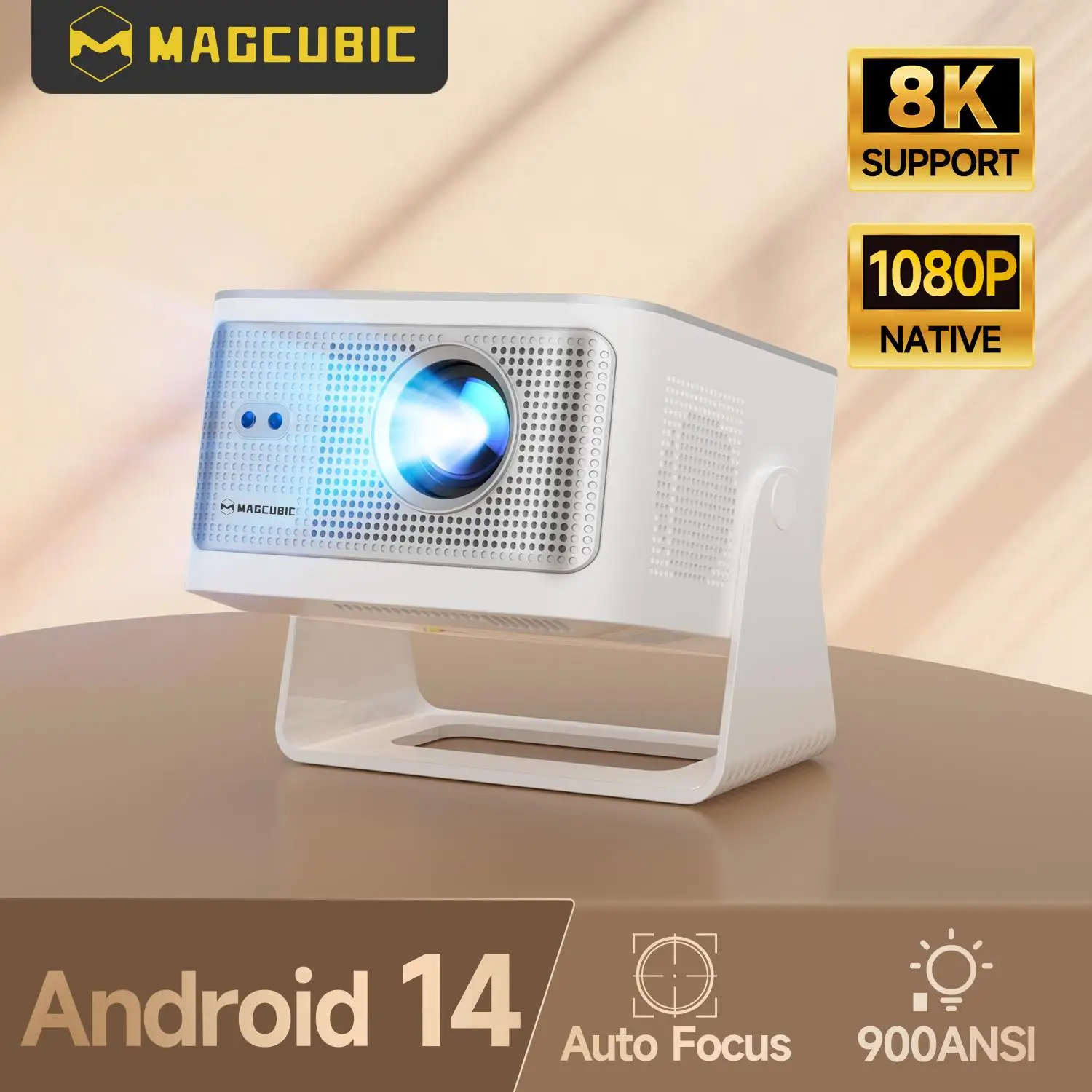 Magcubic Auto Focus Android14 900ANSI 4K proyector 8K nativo 1080P HY350Max con Wifi6 BT5.4 16G Allwinner H726 portátil al aire libre