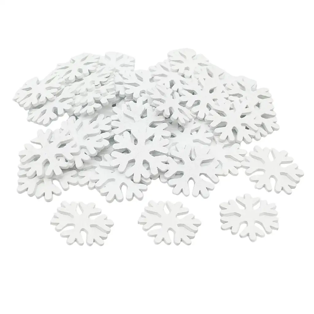 Rustic White Wood Snowflake Decorative Toy for Engagement Party Centerpiece Wooden Studs for Crafts and Event Decoration